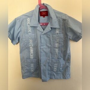 Toodler button up guayabera shirt short sleeve‎ baby blue size 4t